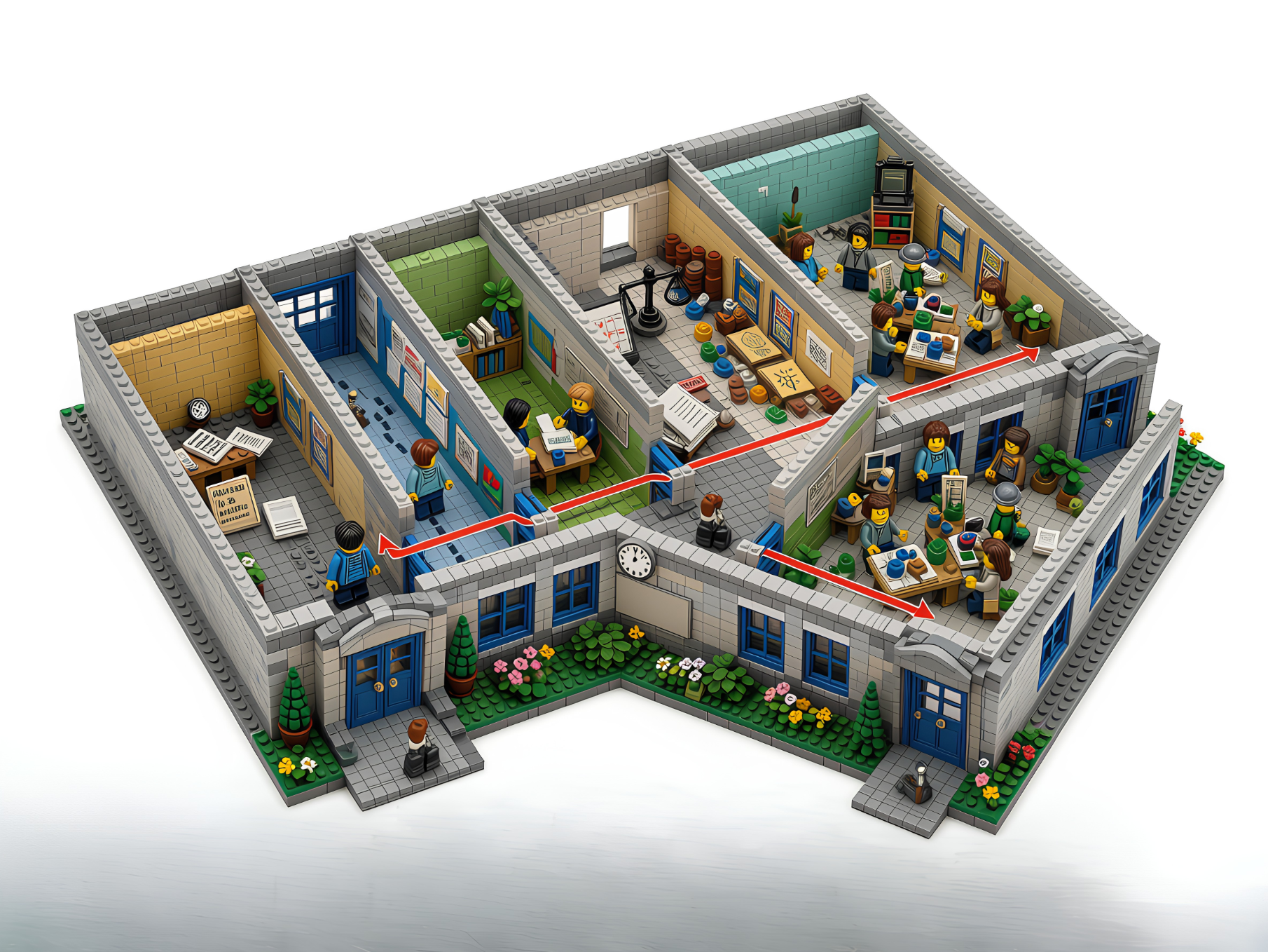 De complete LEGO-school als verbeelding van het onderzoekslandschap.